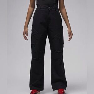 Air Jordan Women L Black Athleisure Utility Cargo Chicago Trouser Pants NWT